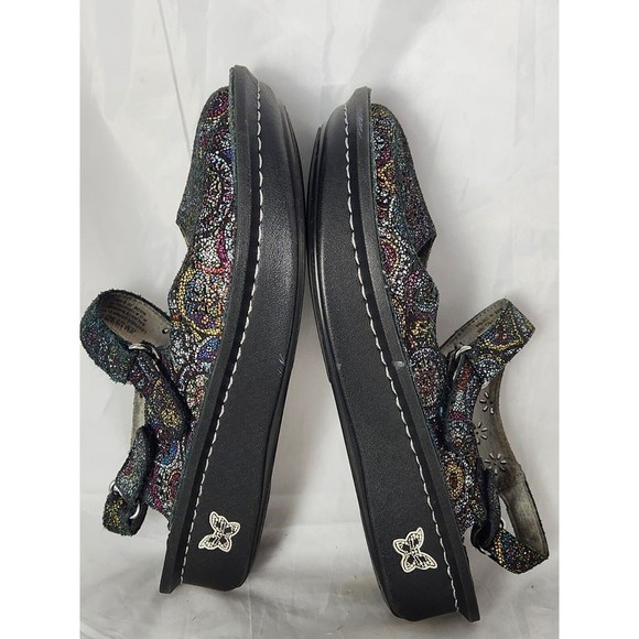 Alegria Jemma Leather Mary Jane Multicolor  laser Cut Out Clogs Shoes EU 37‎ - Picture 6 of 11